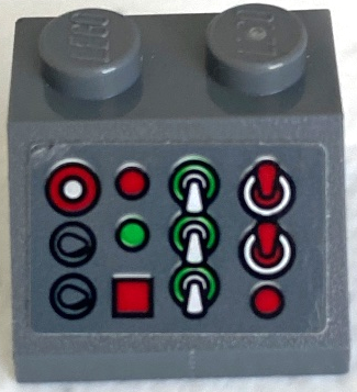  Slope 45 2 x 2 with Control Panel with Red, White and Green Buttons, Levers and Lights Pattern (Sticker) 3039pb158