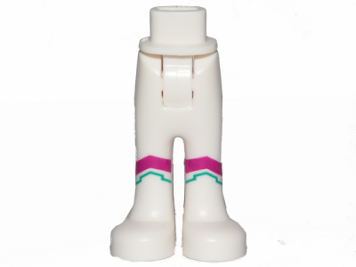 Mini Doll Hips and Trousers with Back Pockets with Magenta and Dark Turquoise Angled Stripes Pattern - Thick Hinge, 92253c00pb34 White U