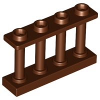 Деталь LEGO Fence 1 x 4 x 2 Spindled with 4 Studs 15332 Reddish Brown N