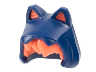 Minifigure, Hair Combo, Hat with Hair, Animal Hood with Ears and Molded Coral Messy Bangs Pattern, 3213pb01 Dark Blue U