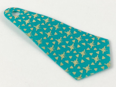 Mini Doll, Cape Cloth, Friends, Long Narrow with Small Top Hole and Gold Stars and Triangles Pattern, 28825pb01 Dark Turquoise U