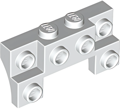 Деталь LEGO Brick, Modified 2 x 4 - 1 x 4 with 2 Recessed Studs and Thin Side Arches 14520 White U