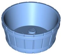 Container, Barrel Half Large with Axle Hole, 64951 Medium Blue U