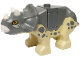 Dinosaur Triceratops Baby with Dark Bluish Gray Top with White Horns and Beak Pattern with Brick and Jumper Plate, tricera09