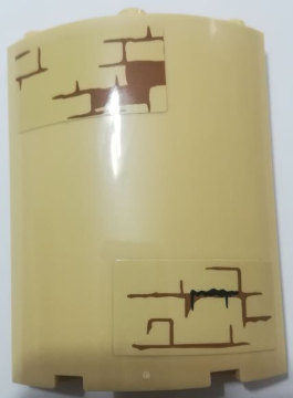 Cylinder Quarter 4 x 4 x 6 with Brown Brick Wall Pattern on Upper Left and Lower Right Pattern (Stickers) - Set 75954, 30562pb050