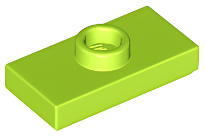 Деталь LEGO Plate, Modified 1 x 2 with 1 Stud with Groove and Bottom Stud Holder (Jumper) 15573 (78823) Lime N