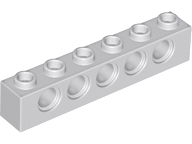 Technic, Brick 1 x 6 with Holes, 3894 Light Bluish Gray N