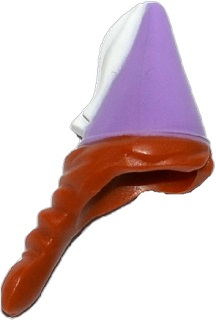 Minifigure, Hair Combo, Hair with Hat, Hair in Braid and Medium Lavender Cone with White Ribbon Pattern, 17348pb01 Dark Orange U
