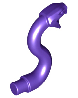 Деталь LEGO Snake Head with Open Mouth, Fangs and Curved Neck with Bar 28588 Dark Purple U