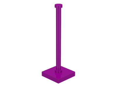 Support 2 x 2 x 5 Bar on Tile Base with Solid Stud and Stop Ring, 30256 Purple U