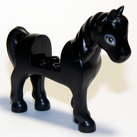 Деталь Lego Horse with 2 x 2 Cutout with Dark Bluish Gray Eyes and Dark Bluish Gray Outline Around Eyes Pattern 93083c01pb11