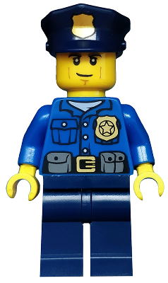 Минифигурка Lego Police - City Officer,  Gold Badge, Police Hat, Cheek Lines  cty0458 U