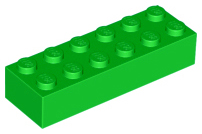 Brick 2 x 6, 2456 Bright Green U