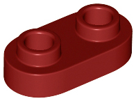 Plate, Round 1 x 2 with Open Studs, 35480 Dark Red U