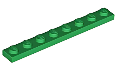 Деталь LEGO Plate 1 x 8 3460 Green U