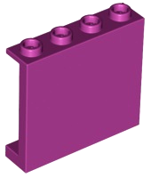 Panel 1 x 4 x 3 with Side Supports - Hollow Studs, 60581 Magenta U