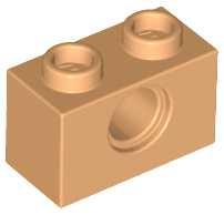 Technic, Brick 1 x 2 with Hole, 3700 Medium Nougat N