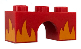 Arch 1 x 3 with Alternate Bright Light Orange Flames Pattern (Rage Kitty), 4490pb13 Red U