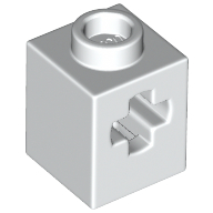 Technic, Brick 1 x 1 with Axle Hole, 73230 White N