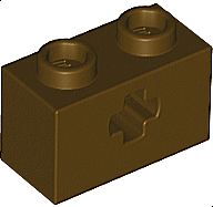 Technic, Brick 1 x 2 with Axle Hole, 32064 Dark Brown N