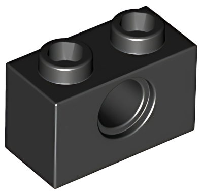 Деталь LEGO Technic, Brick 1 x 2 with Hole 3700  Black U