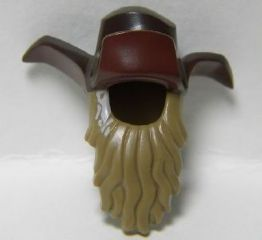 Minifigure, Hair Combo, Hair with Hat, Bushy with Beard Long with White at Temples and Hat with 3 Flaps Pattern, 15488pb01 Dark Tan N