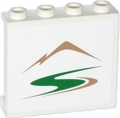 Panel 1 x 4 x 3 with Side Supports - Hollow Studs with Mountains and Green Road Pattern (Sticker) 60581pb038L Used