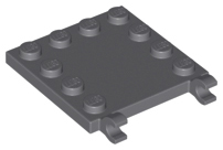 Tile, Modified 4 x 4 with Studs on Edges and 2 Open O Clips (Horizontal Grip), 66252 Dark Bluish Gray U