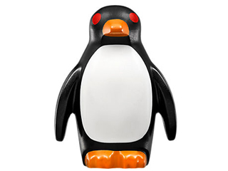 Пингвин Lego Penguin with Flippers and Stud on Back with Orange Beak and Feet, White Stomach and Red Eyes Pattern 26076pb02