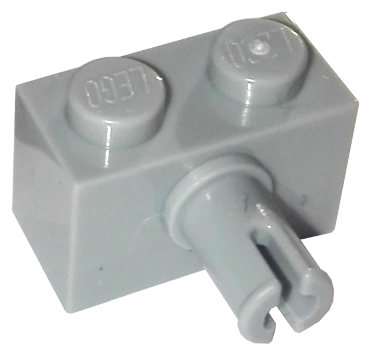 Brick, Modified 1 x 2 with Pin and Bottom Stud Holder, 44865 Light Bluish Gray N