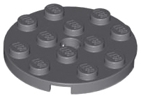Plate, Round 4 x 4 with Hole, 60474 Dark Bluish Gray N