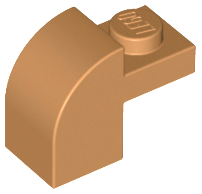 Slope, Curved 2 x 1 x 1 1/3 with Recessed Stud, 6091 Medium Nougat N