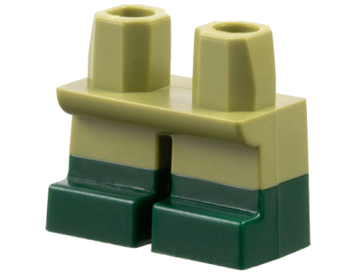 Legs Short with Molded Dark Green Lower Legs / Boots Pattern, 41879pb033 Olive Green N