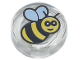 Tile, Round 1 x 1 with Black and Yellow Bee Pattern, 98138pb186  