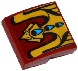 Slope, Curved 2 x 2 x 2/3 with Gold Bird with 3 Red and Blue Feathers Pattern (Sticker) 15068pb072 Used