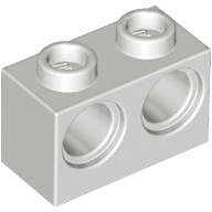Technic, Brick 1 x 2 with Holes, 32000 Light Gray U