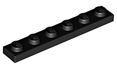 Деталь LEGO Plate 1 x 6 3666 Black U