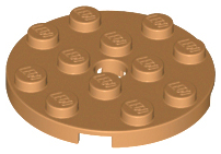 Plate, Round 4 x 4 with Hole, 60474 Medium Nougat N