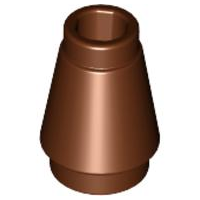 Cone 1 x 1 with Top Groove, 4589b Reddish Brown U