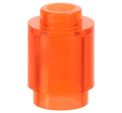 Brick, Round 1 x 1, 3062 Trans-Neon Orange U