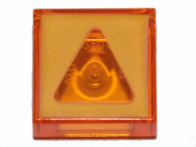 Tile 1 x 1 with Triangle on Yellow Background Pattern, 3070pb130 Trans-Orange N