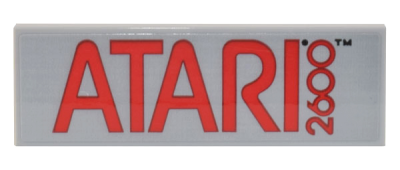 Tile 2 x 6 with Red 'ATARI 2600' Pattern (Sticker) - Set 10306, 69729pb052 Light Bluish Gray U