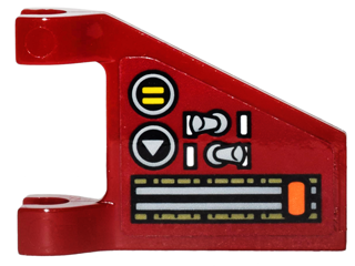 Flag 2 x 2 Trapezoid with Switches, Play and Pause Buttons, Slider Pattern (Sticker) - Set 70592, 44676pb034 Dark Red U
