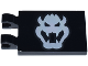 Tile, Modified 2 x 3 with 2 Clips with White Bowser Head Pattern, 30350bpb111  