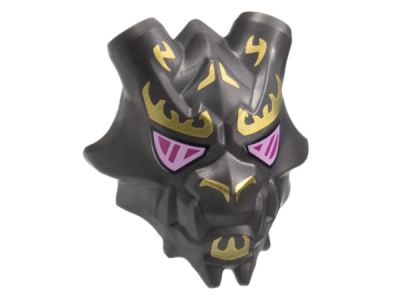 Minifigure, Visor Mask Ninjago Crystal King with Large Gold Markings and Magenta and Bright Pink Eyes Pattern, 86211pb01 Pearl Dark Gray U