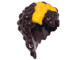 Mini Doll, Hair Friends Long with Curls, Falling over Shoulder, with Bright Light Orange Ribbon Pattern, 28396pb01 Dark Brown U