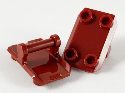 Plate, Modified 2 x 3 Inverted with 4 Studs and Bar Handle on Bottom (Rocker Plate), 30166 Dark Red U