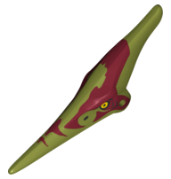 Dinosaur Head Pteranodon with Eyes and Dark Red Marks Around Eyes, Head and Beak Pattern, 98086pb04 Olive Green U