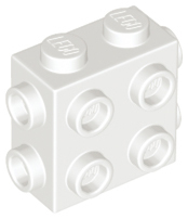Brick, Modified 1 x 2 x 1 2/3 with Studs on Side and Ends, 67329 White N