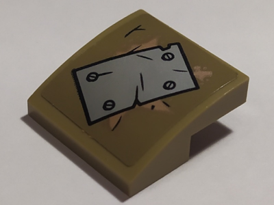 Slope, Curved 2 x 2 x 2/3 with Diagonal Silver Plate and 4 Rivets Pattern (Sticker) - Set 76054, 15068pb312 Dark Tan U
